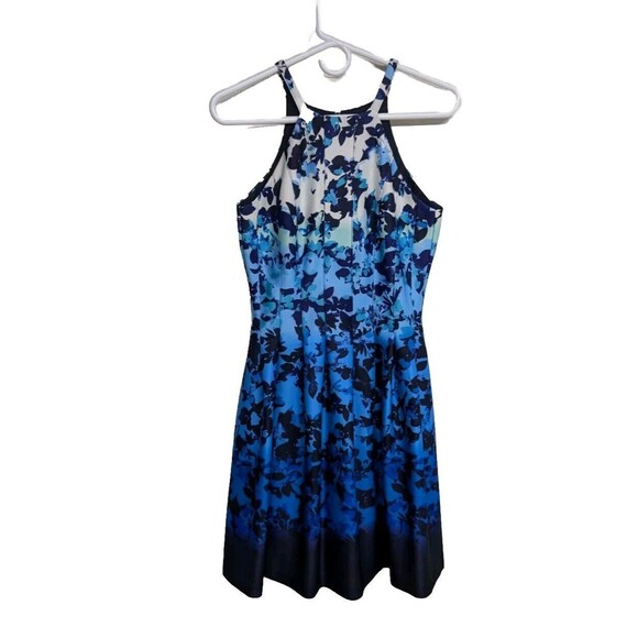 Vince Camuto Dress Size 2 Ombre Floral A Line Back Still Sleeveless Blue - Picture 1 of 11